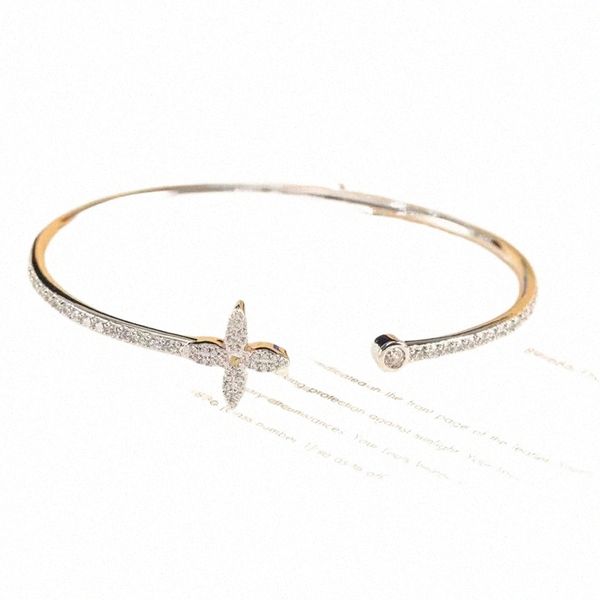 Designer de luxo Mulheres pulseira de aço manchas de aço com trevo clássico fi diamd jóias bracelete de ouro sem desbotamento sem alergia memori e4n3#