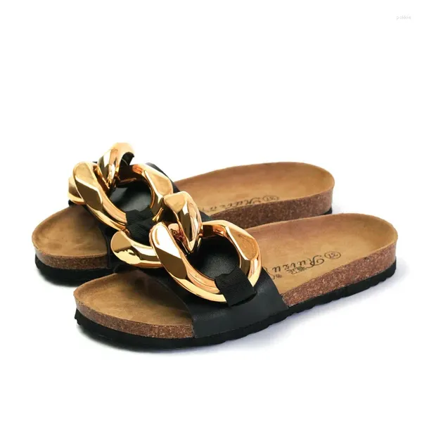 Slippers Cowcom Ladies Cork Sandals Металлическое кольцо