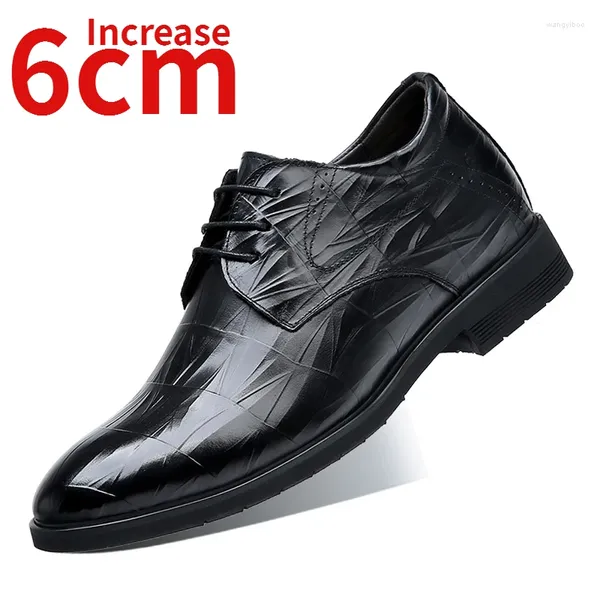 Scarpe eleganti altezza in pelle maschile aumentata da 8 cm autentica design in stile britannico Derby Groom Wedding Man