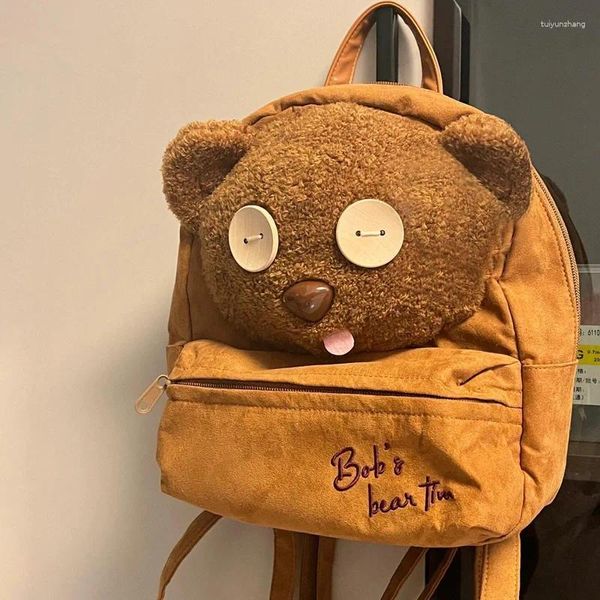 Bolsas escolares mulheres desenho animado fofo urso de pelúcia backpack estudante universitário de grande capacidade para presente de bolsa escolar