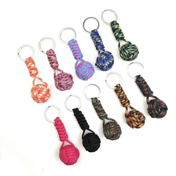 New Dokuma Paracord Lanyard Keychain Açık Hava Hayatta Kalma Taktik Kendini Savunma Askeri Halat Kablo Kablo Top Kolye Keyasyon2. taktik paraşüt kordonu için