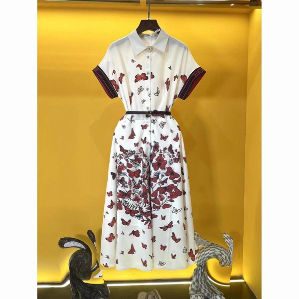 Couturier Casual Dress Summer Dress Fashion 100% хлопчатобумажная рубашка платье A-Line Свежая сладкая белая полуоткрыва