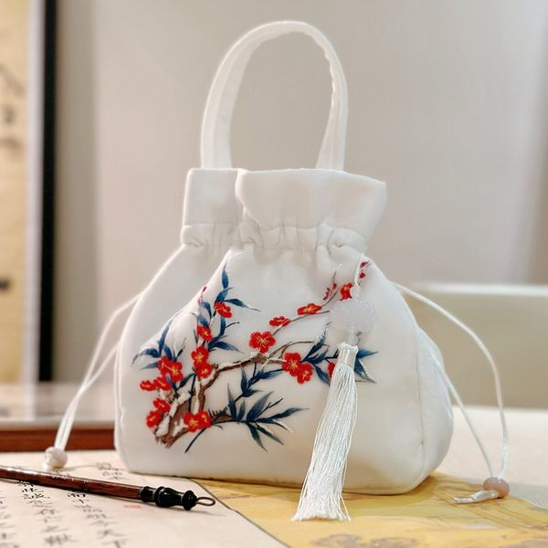 Yunzhiqi Hanfu вышитый мешок с вышитой мешок с антикварной ручной ручной работы Cheongsam Bag Winter Plush Velvet Back Sagpack Back