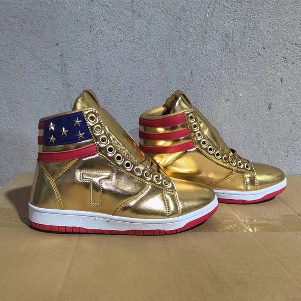 Sapatos casuais T Trump Basketball The Never Surrender High-Tops Designer 1 TS Gold Custom Men Men Outdoor Sneakers Comfort Sport Sport Lace-up com Box TT1