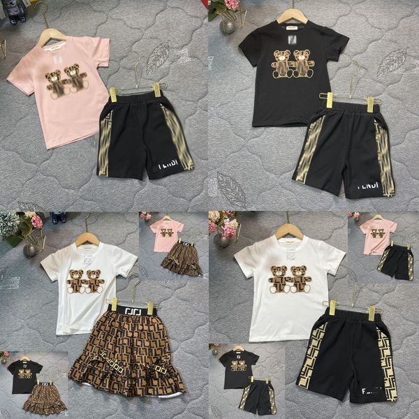 Roupas de designer de garotas de ponta letra impressão de meninas vestidos roupas de bebê vestidos de algodão esportes de algodão Saias de mangas curtas