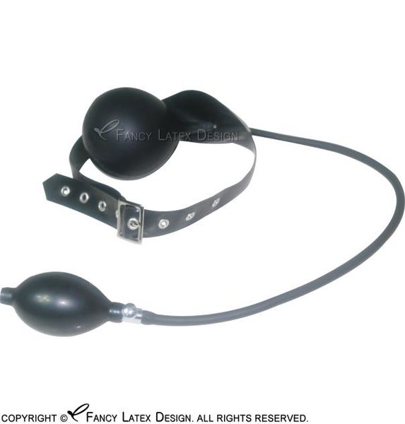 Black Sexy Bondage Bump Bound Head Ball Bite Bite Borda de borracha Gag Inflável 00019235300