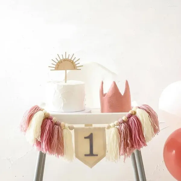 Decorazione per la decorazione High sedia Birthday Bandiera per bambini Boho 1st Banner Nappe per bambini