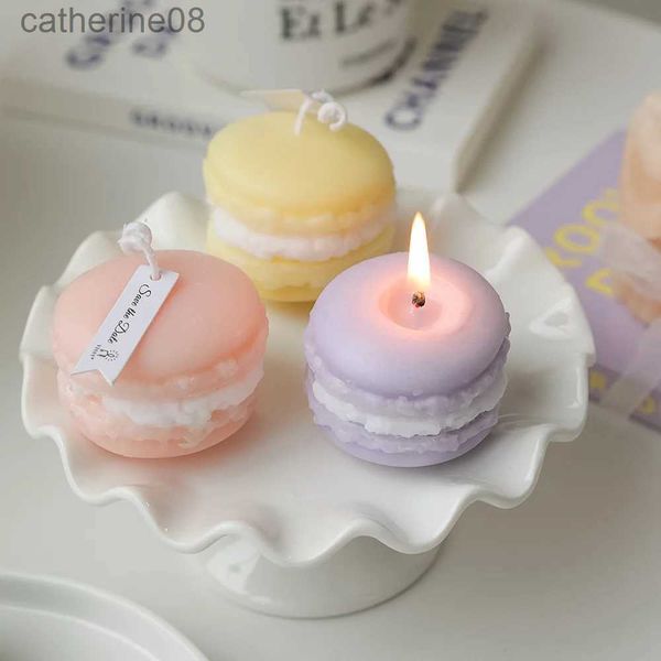 Mumlar Macaron Aromaterapi Mum Fotoğraf Prop DIY Doğum Günü Hediyesi Koku Mum Parfüm Koku Yaratıcı Hediye D240429