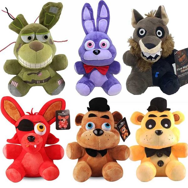 Dolls de pelúcia 18 cm fnaf Freddys Plush Toy Plexhy Plexh Bear Rabbit Game FNAF Aniversário Toys de Natal para crianças T240428