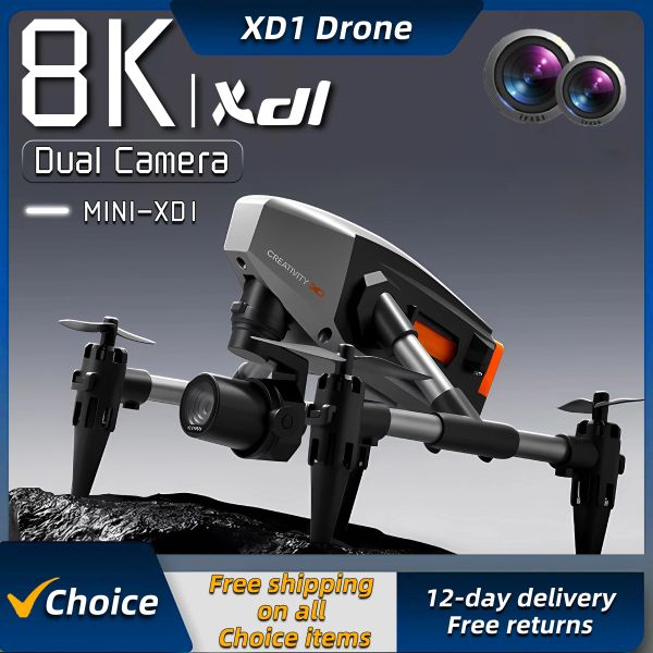 Droni Nuovo XD1 Drone 4K Professional 8K HD CAMEAR RC QUADCOPTER Helicopter Wifi FPV Distanza Evita ostacoli Ottico Flow Kid Gione Gioca Gift Kid GIOCHI