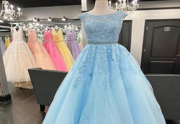 Candy Color Prom Abito da ballo 2020 Ballown Blush Blush Pink Fuchsia Lavender Giallo Lavender Long Quinceanera Abiti allacciati su Sweet 16 Abiti C1609597