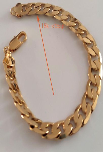 18ct de ouro amarelo gf pesado miami calcinha cuba de ligação de link masculina pulseira sólida jóias de grama genuína 21cm6429927