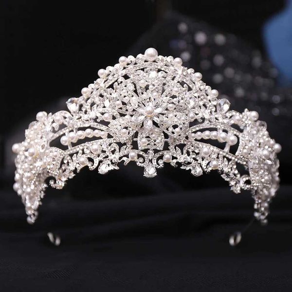 Tiaras Princess Flower Pearl Crystal Tiara Crown for Women Girls Wedding Wedding Elegant Bridal Hair Dress Acessórios