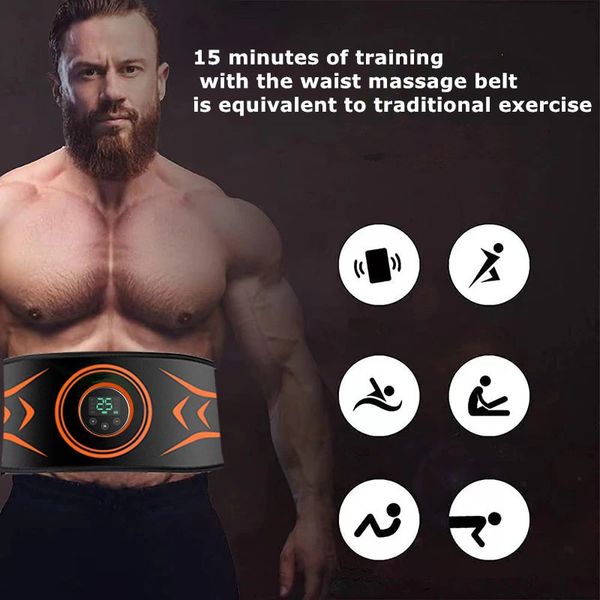 ELETRIC EMS Kas Stimülatörü Karın Zayıflama Kemeri Masajı Bel Fitness Makinesi Pasif Jimnastik Abs Trainer Vücut Geliştirme 240426