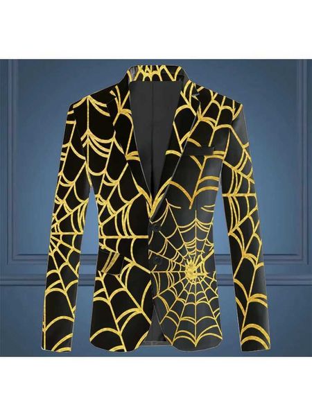 Ternos masculinos Blazers Spider Print Print Mens Casual Party Party PROM VEDORES STRT MATHER MONS TRUSHERS TERDE T240428