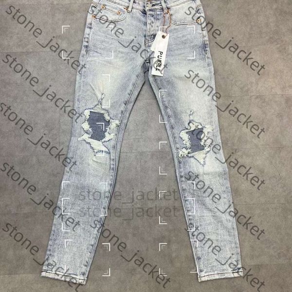 Lila Jeans Womens Designer Jeans für Herren hochwertige lila Marke Jeans Ripped Slim Fit Biker Lila Mode Männer Design Streetwear Slim Jeans 7505