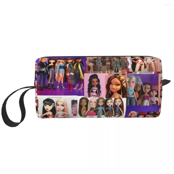 Сумки для хранения Custom Bratzs Doll Travel Cosmetic Bag for Women TV Movie Movie Cartoon Toolations Organizer организатор Ladies Beauty Dopp Kit