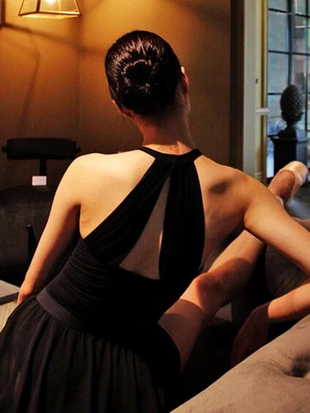 Palco usa colé de balé sexy para mulheres adultos carnaval halter pescoço costura de ginástica bailarina bailarina de dança