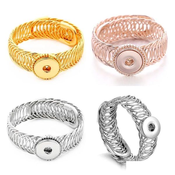 Charm Armbänder Metall 18mm Snap Knopf Armband Armreifen verstellbare Größe Roségold Sier Cuff Snaps Schmuck Dolumen Dhgarden Dhnl8