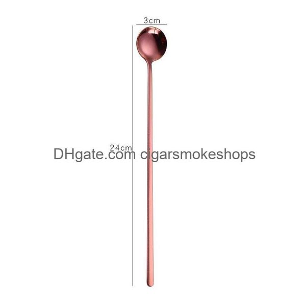 Löffel langes Griff Kaffeee Tee Rührlöffel Edelstahl Cocktail Rühren Dessert Scoop Cafe Küchenzubehör Großhandel DHBMF DHBMF DHBMF