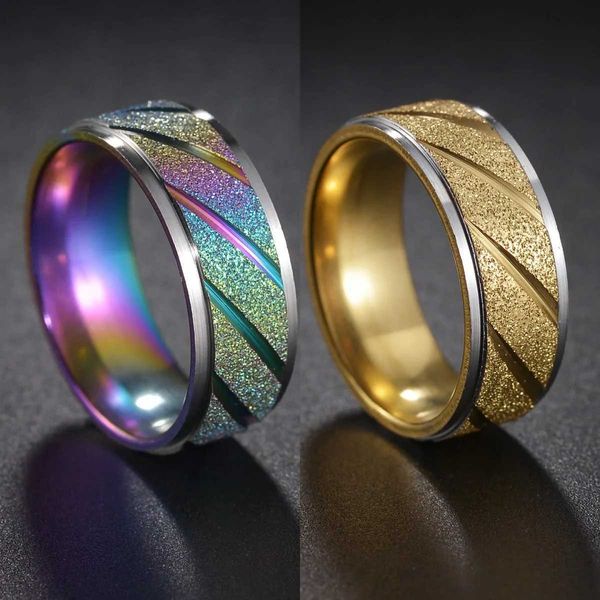 Anéis de casamento Simples 6/8m mm Sarrandless Aço de aço anéis de casamento para homens mulheres Gold Silver Color Geares Jóias de jóias de jóias por atacado