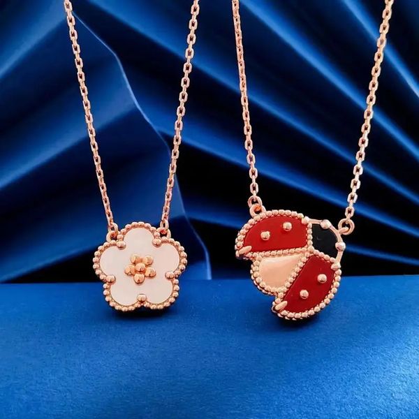 925 sterling in argento di alta qualità squisito collana a sospensione coccinella multiflower per donne di qualità di qualità gioielli di lusso 240419