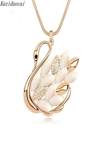 Kuziduocai 2018 Neue Mode fein Schmuck Gold Farbe Strass glänzend elegante lange Halsketten Anhänger für Frauen Kolye N-958429410