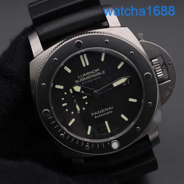 Orologio da polso di marca Panerai Serie sommersi da 44 mm Sport maschi Black Glow-in-the Dark Waterproof Bubbe Display Luxury Watch Black Black Disc Tape Pam00389