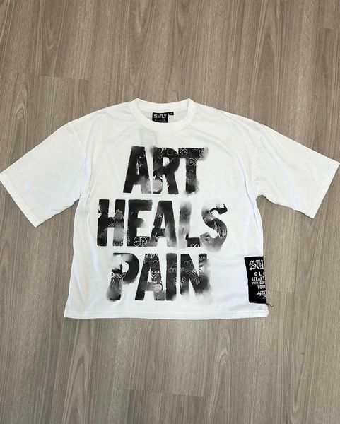 Herren-T-Shirts Retro Letter Grafik T-Shirts Übergroße gotische Baumwolle Strt Y2K Tops 2024 Neue koreanische Goth Frauen Kleidung H240429