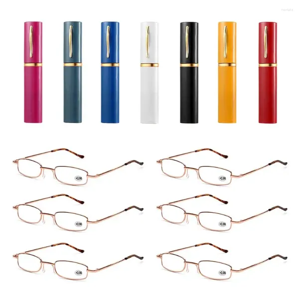 Sonnenbrille Metallhülle Lesebrille mit Stiftrohr tragbar Unisex Sichtpflege Presbyopisch kleine kompakte Federscharnier -Brille Brille