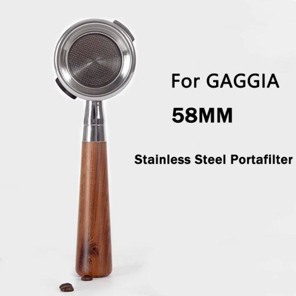 Sets 58 mm Edelstahl für Gaggia bodenloser Portafilter Espresso bodenloser modifizierter Griff Kaffeefilter Barista -Werkzeug