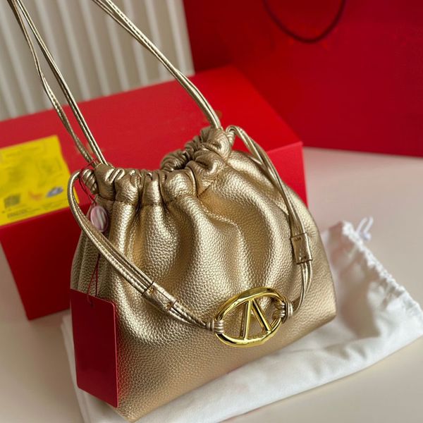 Designer Bucket Bag Damen Luxus Leder Crossbody Bags Gold Draw String Schulter Brieftet Totes 20 cm niedliche tragbare Einkaufsmeldung Telefon Geldbeutel Frauen Handtasche Handtasche