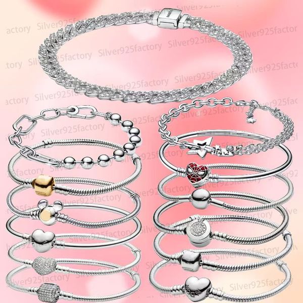 925 Silver Designer Charms Braccialetti per donne Diamond Catena Fai da te Fit Pandoras Spider Crown Luxuria di alta qualità 1: 1 regalo di gioielli braccialetti con scatola originale