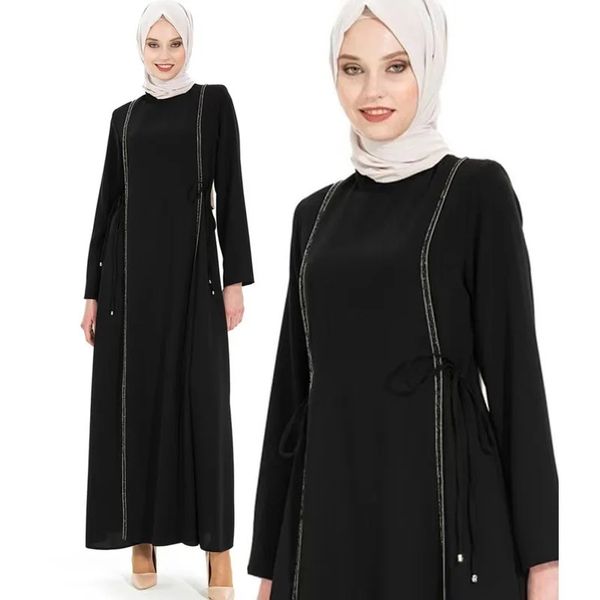 Ramadã Mulheres pretas de comprimento completo abaya vestido modesto muçulmano