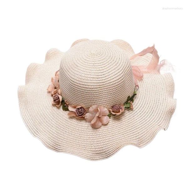 Geniş Kötü Şapkalar 2024 Yaz Sipe Şapkası Kadınlar Büyük Plaj Güneş Katlanabilir Blok UV Koruma Panama Kapağı Kemik Chapeu Feminino
