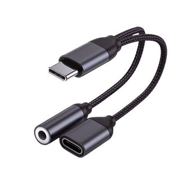 2 in 1 Lade- und Audio -C -Kabel Cables Headphones Jack -Adapter -Anschlusskabel 3,5 -mm -Aux -Kopfhörer für USB -Kabel