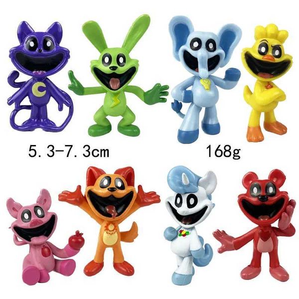 Aksiyon oyuncak figürleri sıcak 5-7cm gülümseyen yaratıklar oyun figürleri modeli pvc catnap catnat anime heykelcik model oyuncaklar çocuklar için ayarlanmış