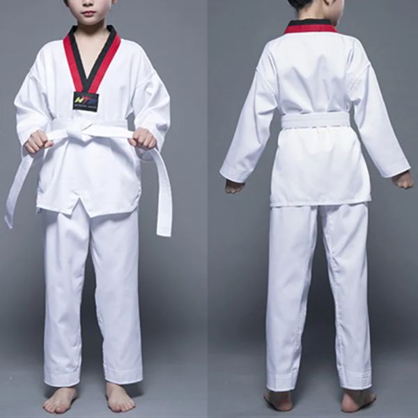 Prodotti Nuovo cotone Taekwondo uniforme Bambini per adulti Taekwondo Dobok con ginnastica sportiva a cintura judo karate abita attrezzatura taekwondo