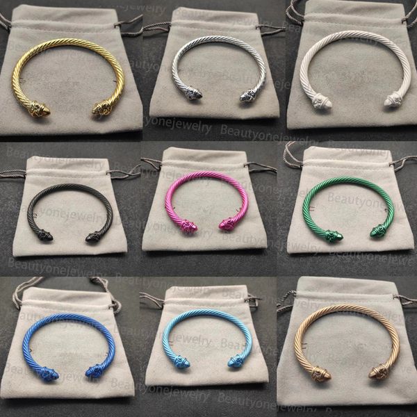 Designer sênior quente 925 Silver Twisted Bollet Bracelets de charme para homens Mulheres pulverização de pulseira 5mm 7mm Wire Jewelry Gift requintado Acessórios de moda simples