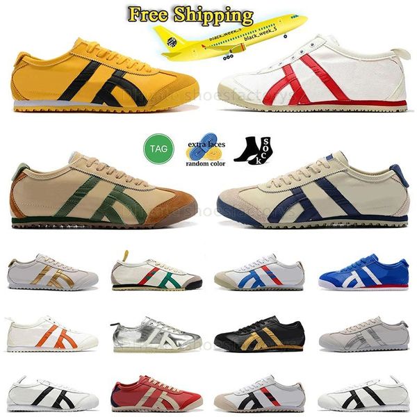 Tigre mexico 66 estilistas de estilo de vida designers tênis de corrida preto branco azul amarelo bege tênis de baixa moda lã de homens homens de frete grátis eur36-45