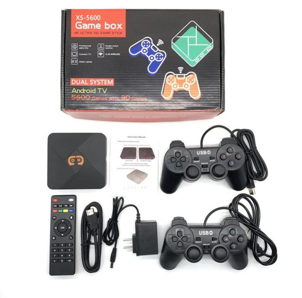 XS5600 Android TV Game Host 4K Output 32G Mini Portable Console Arcade Kids Retro Emulador Pandora pode armazenar 5600 jogos1737264