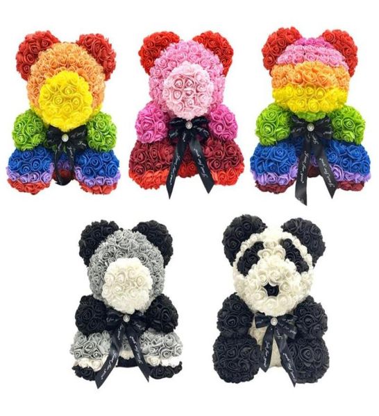 Flor de sabão de rosa feita à mão Urso de urso fofo eterno cor de arco -íris do dia dos namorados Romântico YG WRAP7160576