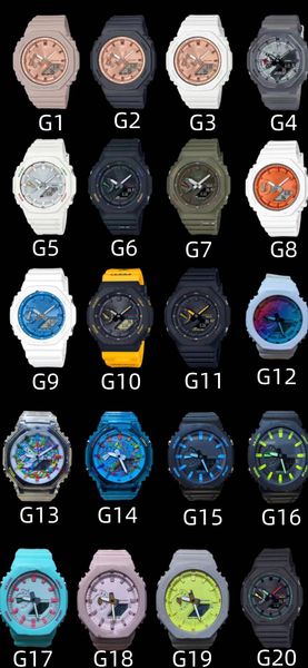 Iced out Watch Sports Digital Quartz's Men's Watch Full Function World Time LED Auto a mano Serie 2100 resistenti all'acqua leggera