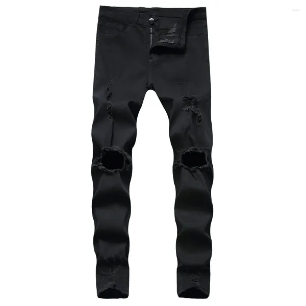 Jeans masculinos High Street Moda Men buracos mendigos calças hip hop destruídas masculino a lápis de jeans de jeans