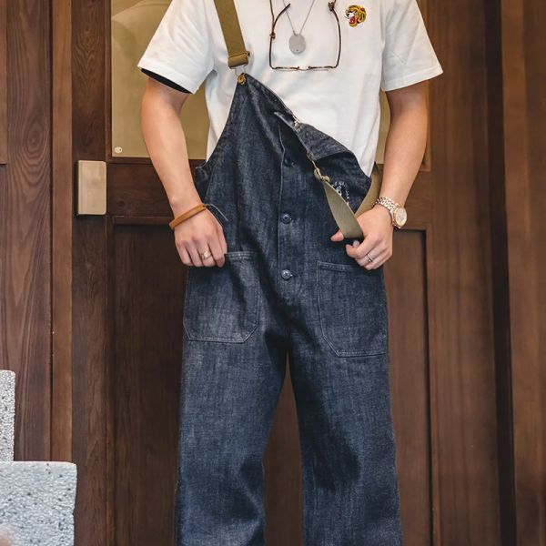 Overalls Maden Workwear American Vintage Decks Hose Frühling und Herbst Wasim Denim rote Ohr gerade Bein Jeans Herrenmode