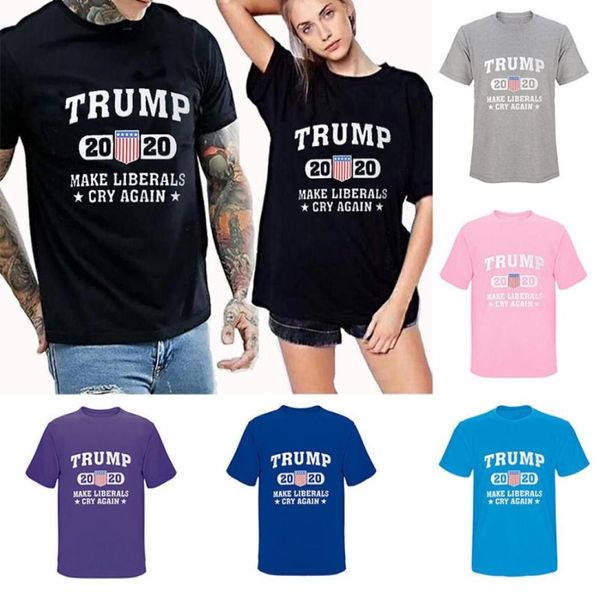 Donald Trump 2020 Tshirt Men Women Rould Gcond Sleeve Camisa de manga curta Faça os liberais chorar novamente letra imprimindo tops roupas para casa wx9157799981