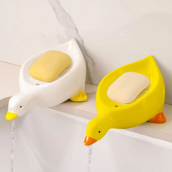 Set piatto di sapone con cartone animato a forma di soap giallo piatto di sapone con supporto per sapone per sapone per accessori per bagno vassoio per accessori per il bagno