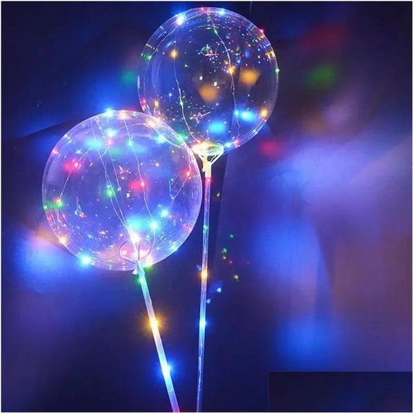 Party -Dekoration LED Leuchten Luftballons Nachtbeleuchtung Bobo Ball Mtticolor Ballon Hochzeit dekorativ helles leichter mit Stick Großgroßesla Dhcgr