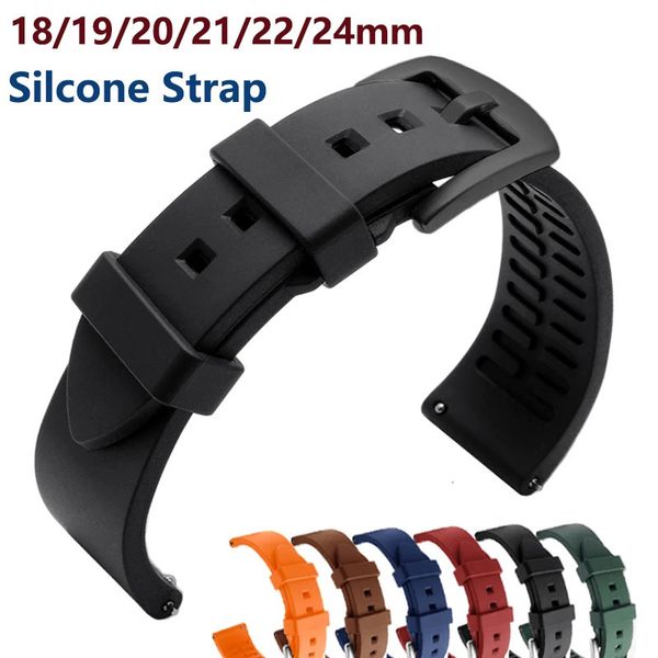 Cingcio di watrproof della fascia di orologi in silicone per Rolex Water Ghost Cnoccione 18mm 19mm 20mm 21mm 22mm 24mm Bracciale in gomma Brackle nero 240417