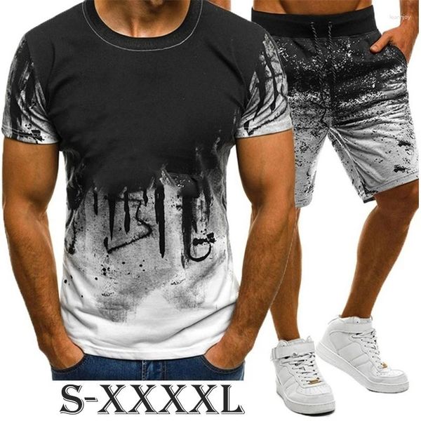 Tute da uomo Stampa t-shirt hip-hop fitness sciolte uomini pantaloni da basket a manica corta pantaloni cotone High Street cowtring Autfit